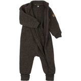 Mikk-Line Dark Brown Melange Uld Dragt Med Rib