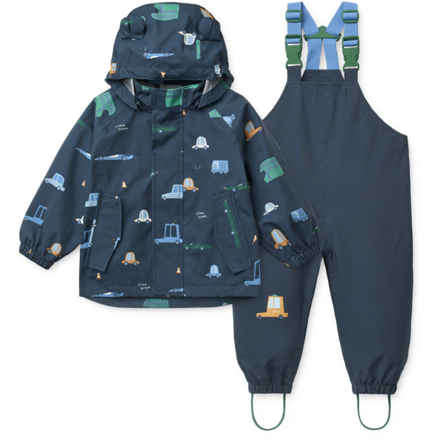 LIEWOOD Cars / Classic Navy Manu Regntøj Sæt