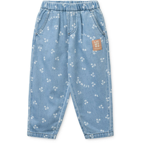 LIEWOOD Cherry Heart Sandy / Denim Borris Light Denim Printed Bukser