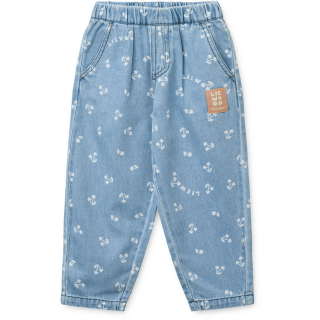 LIEWOOD Cherry Heart Sandy / Denim Borris Light Denim Printed Bukser