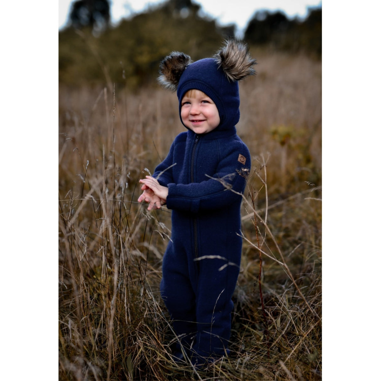Mikk-Line Uld Elefanthue med Pom Pom Blue Nights