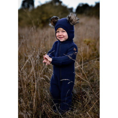 Mikk-Line Uld Elefanthue med Pom Pom Blue Nights