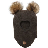 Mikk-Line Dark Brown Melange Uld Elefanthue med Pom Pom