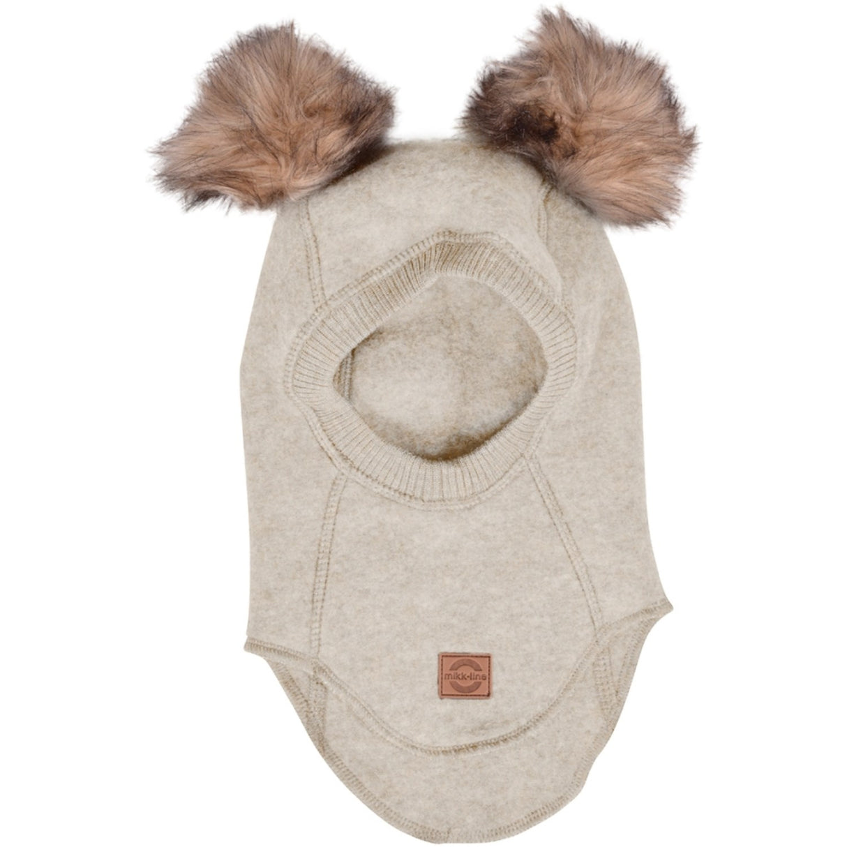 Mikk-Line Uld Elefanthue med Pom Pom Melange Offwhite