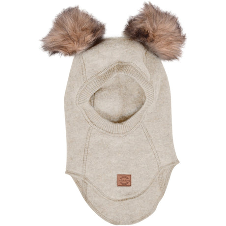 Mikk-Line Uld Elefanthue med Pom Pom Melange Offwhite