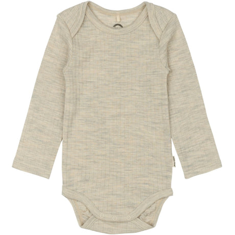 Mikk-Line Melange Offwhite Merino Uld Ls Body