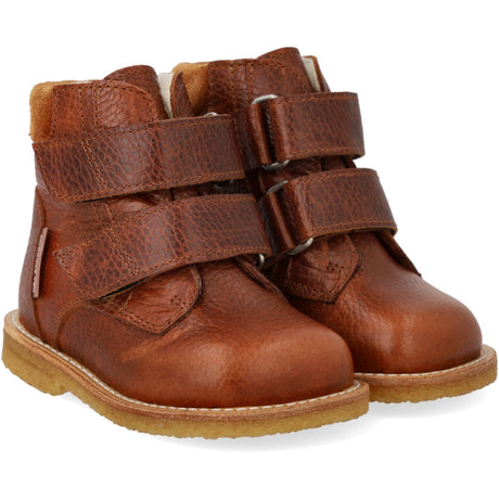 Angulus Cognac/Cognac Begynder Tex-Støvle Med Velcrolukning