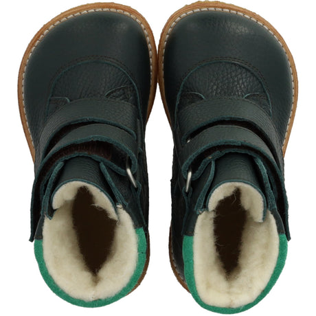 Angulus Deep Teal/Grass Green Tex-Støvle Med Velcrolukning