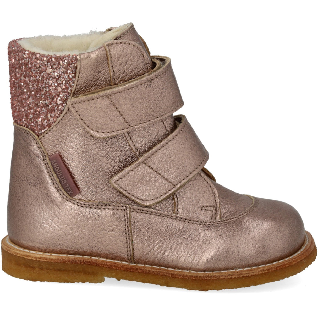Angulus Rose Copper/Rose Glitter Tex-Støvle Med Glitter Og Velcro