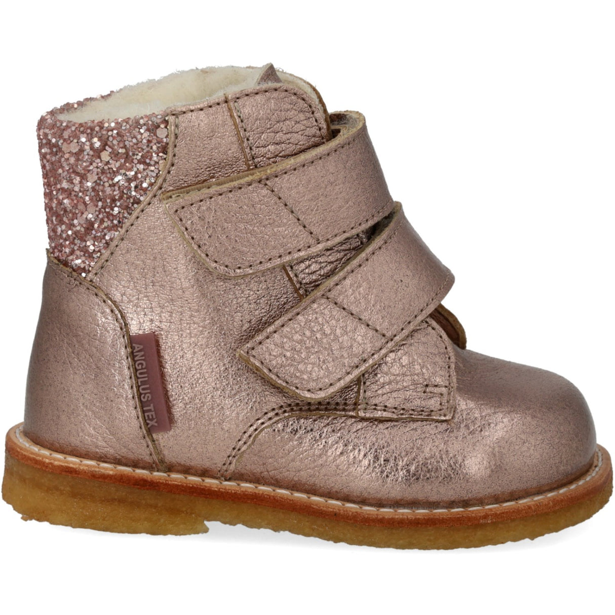 Angulus Rose Copper/Rose Glitter Tex-Støvle Med Glitter Og Velcrolukning