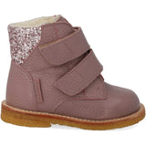 Angulus Faded Rose/Blossom Glitter Tex-Støvle Med Glitter Og Velcrolukning