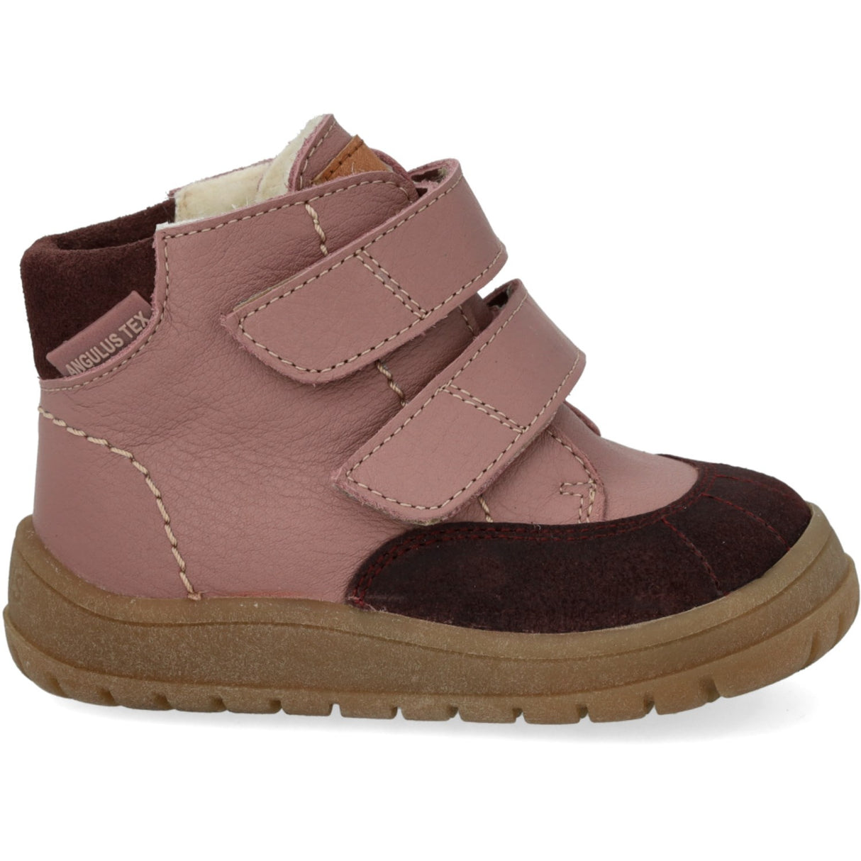 Angulus Aubergine/Faded Rose/Tan Begynder Tex-Støvle Med Kontraststikninger