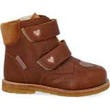 Angulus Cognac/Rose Copper/Cognac Tex-Støvle Med Funklende Glitterhjerter