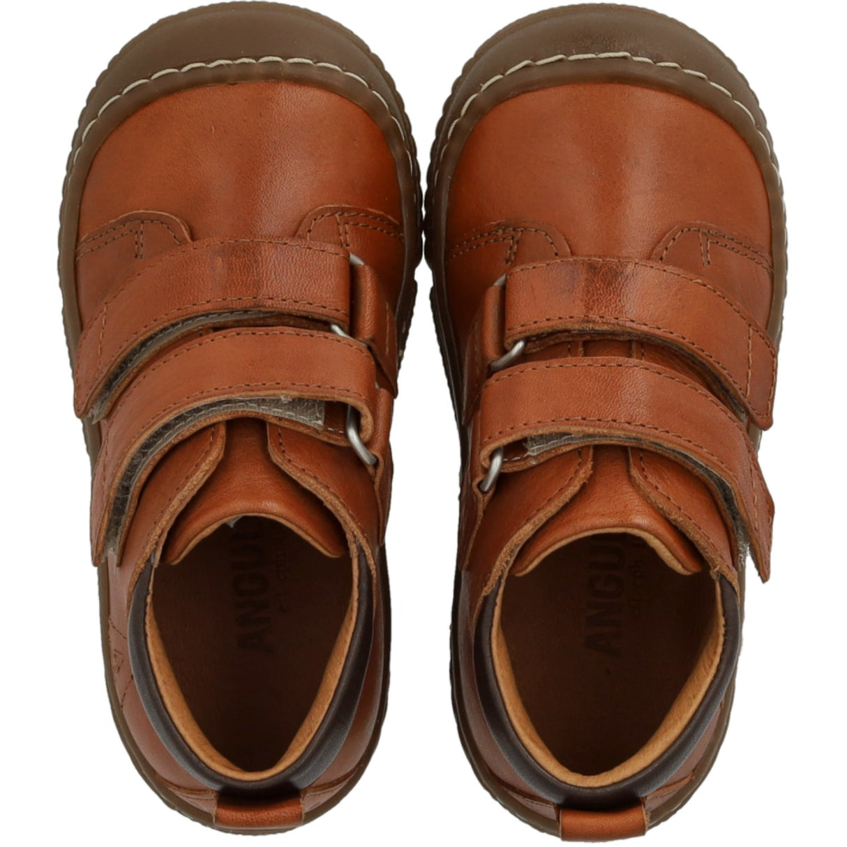 Angulus Cognac/Dark Brown Velcro Støvle Med Forstærket Tå
