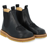Angulus Black/Black Glitter/Black Elastic Chelsea Støvle Med Hjerte