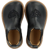Angulus Black/Black Glitter/Black Elastic Chelsea Støvle Med Hjerte