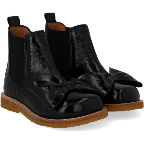 Angulus Black/Black Chelsea Støvle Med Sløjfe