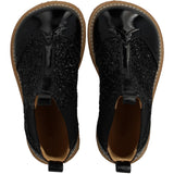 Angulus Black/Black Glitter/Black Elastic Chelsea Støvle Med Glitter Og Brogues Detaljer