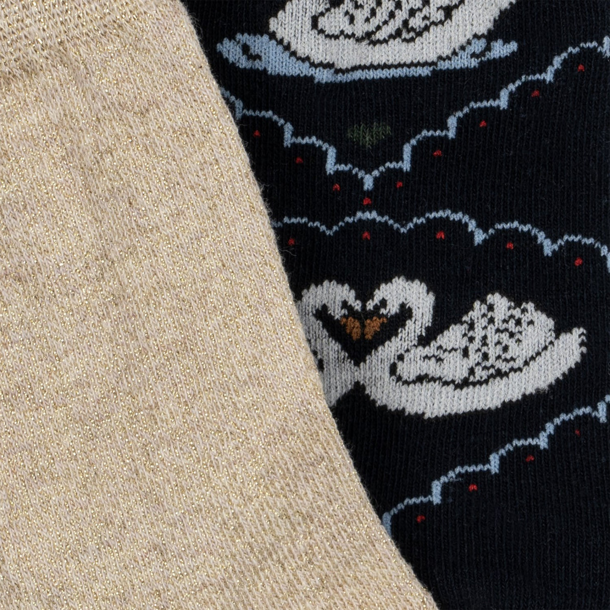 Konges Sløjd Navy/Off White 2 Pak Jacquard Swan Strømper