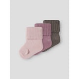 Name It Lilas Lotus + Brown Lentil Nbfnobba 3-Pak Strømper