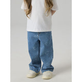 Name It Medium Blue Denim Heart Nmfrose Wide Aop Jeans 4044-On Noos