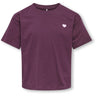 kids ONLY Mauve Wine Heart Emb/Sea Pink Kogmaiken Life Cropheart Ss Top Jrs Noos