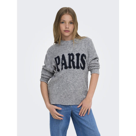 kids ONLY Grey Melange Paris/Dark Navy Kogjerico L/S Pullover Vd Knt