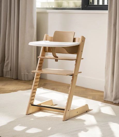 Stokke® Natural/White Tripp Trapp® Højstol + Baby Set² + Bakke Bundle