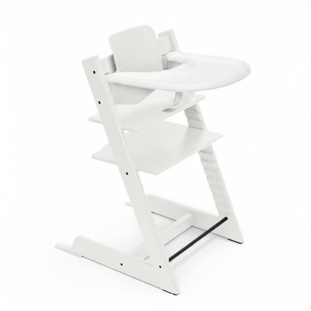 Stokke® White Tripp Trapp® Højstol + Baby Set² + Bakke Bundle