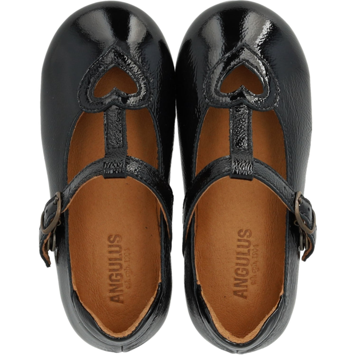 Angulus Black T-Bar Ballerina Med Cut-Out Hjerte