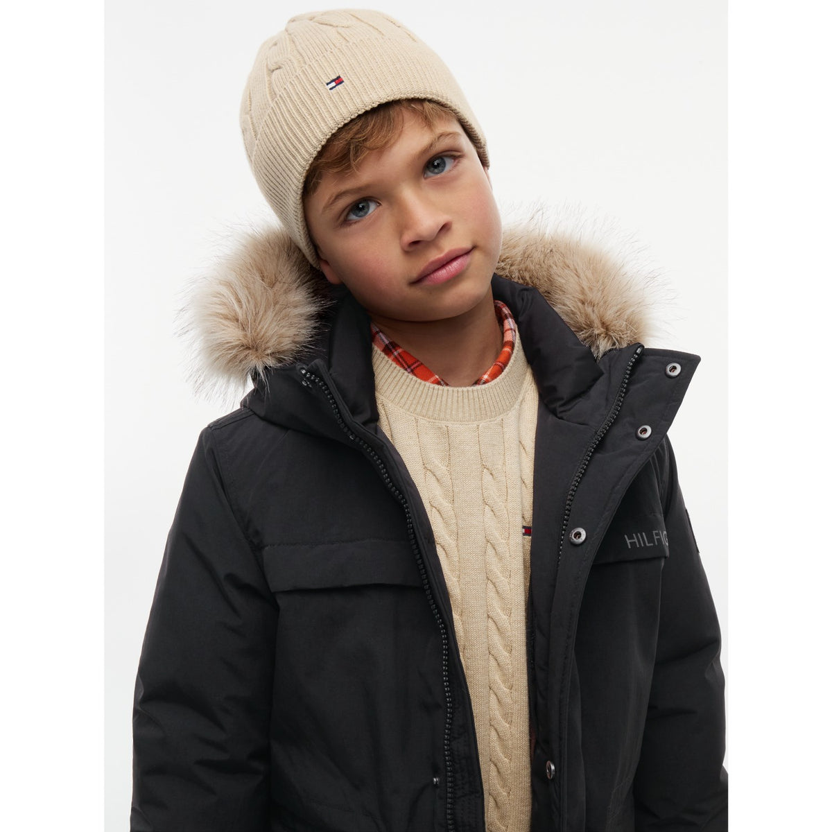 Tommy Hilfiger Gentle Gold Heather-Beige Essential Cable Beanie