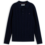 Tommy Hilfiger Dark Blue-Blue Bomuld Cable Polo Sweater
