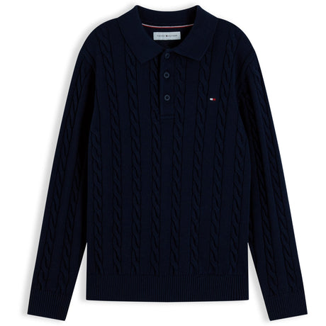 Tommy Hilfiger Dark Blue-Blue Bomuld Cable Polo Sweater