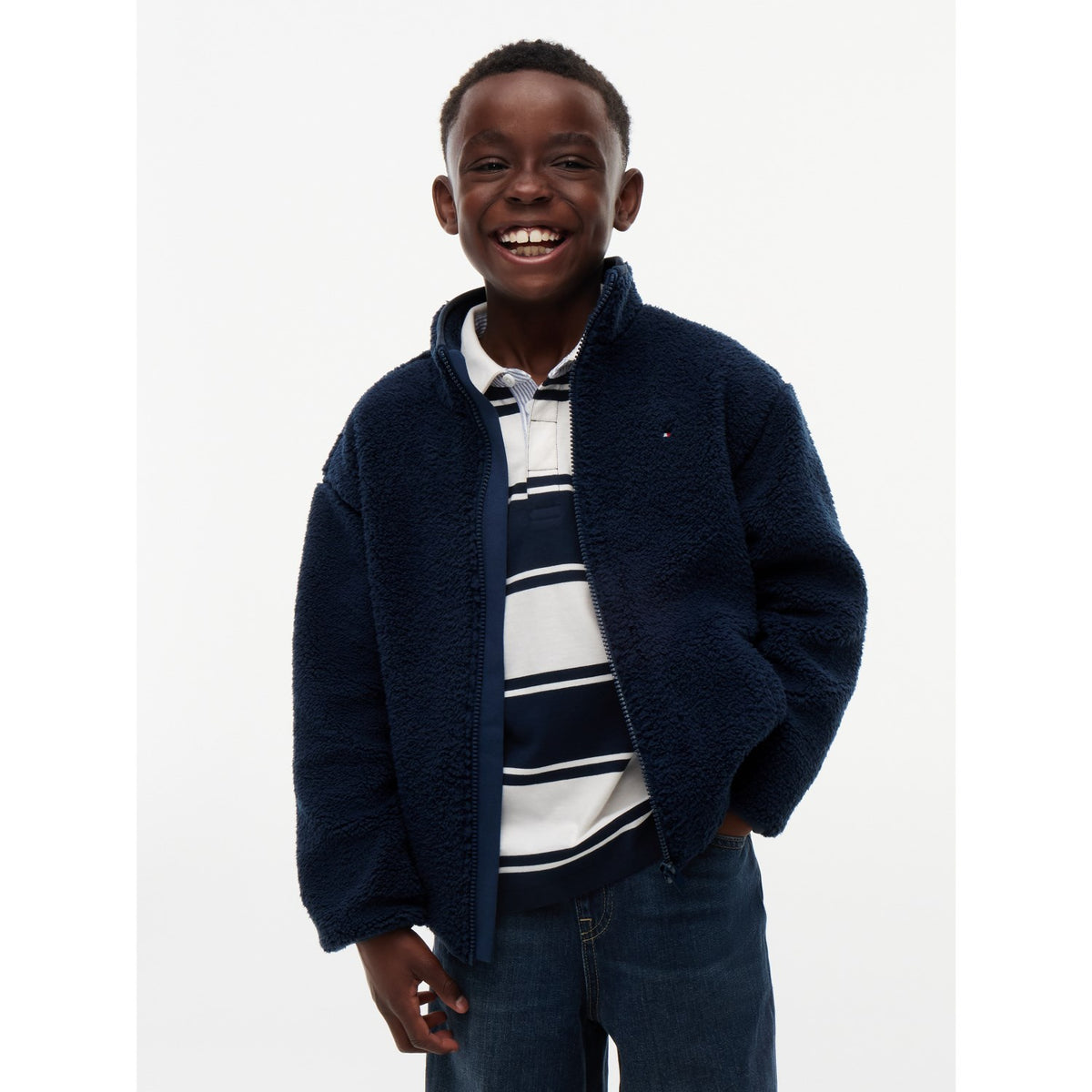 Tommy Hilfiger Dark Blue-Blue Flag Full Zip Sweatshirt