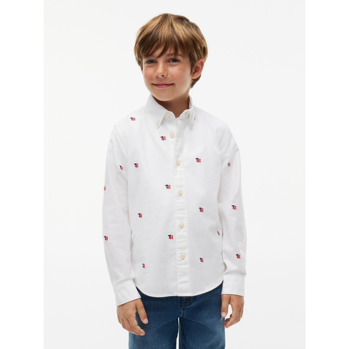 Tommy Hilfiger White-White Oxford Graphic Skjorte