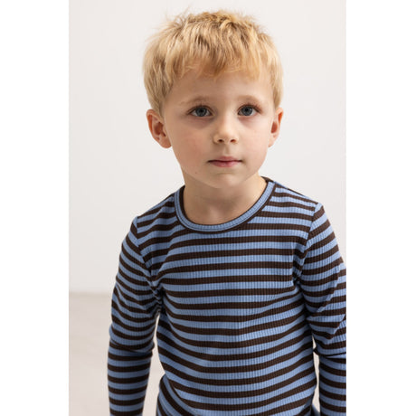 MarMar Modal Stripe Blue Heaven Stripe Plain Bluse