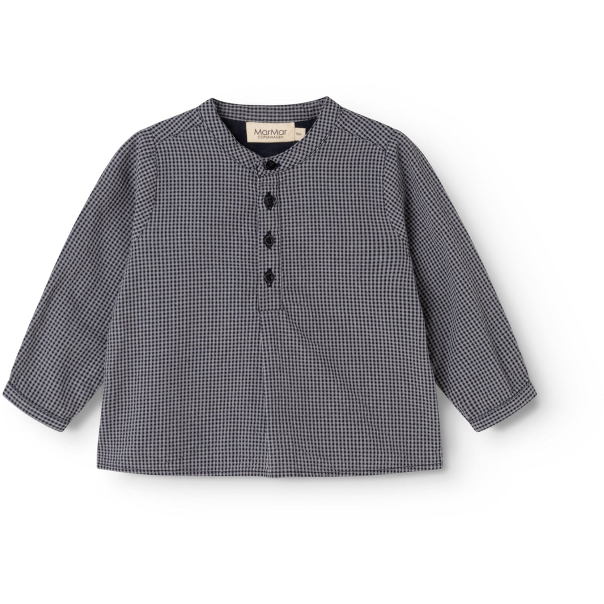 MarMar Cotton Seersucker Pigeon Blue Check Totoro Skjorte