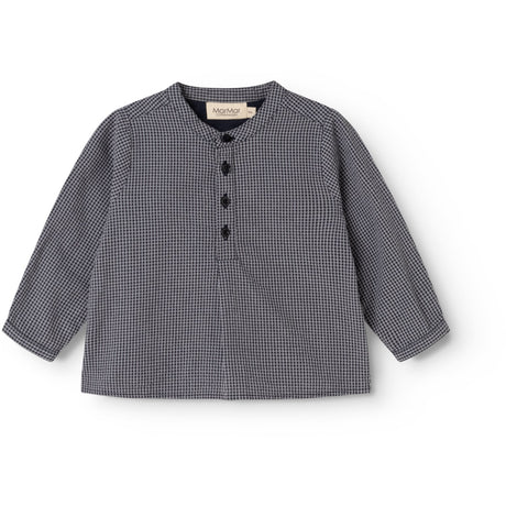 MarMar Cotton Seersucker Pigeon Blue Check Totoro Skjorte