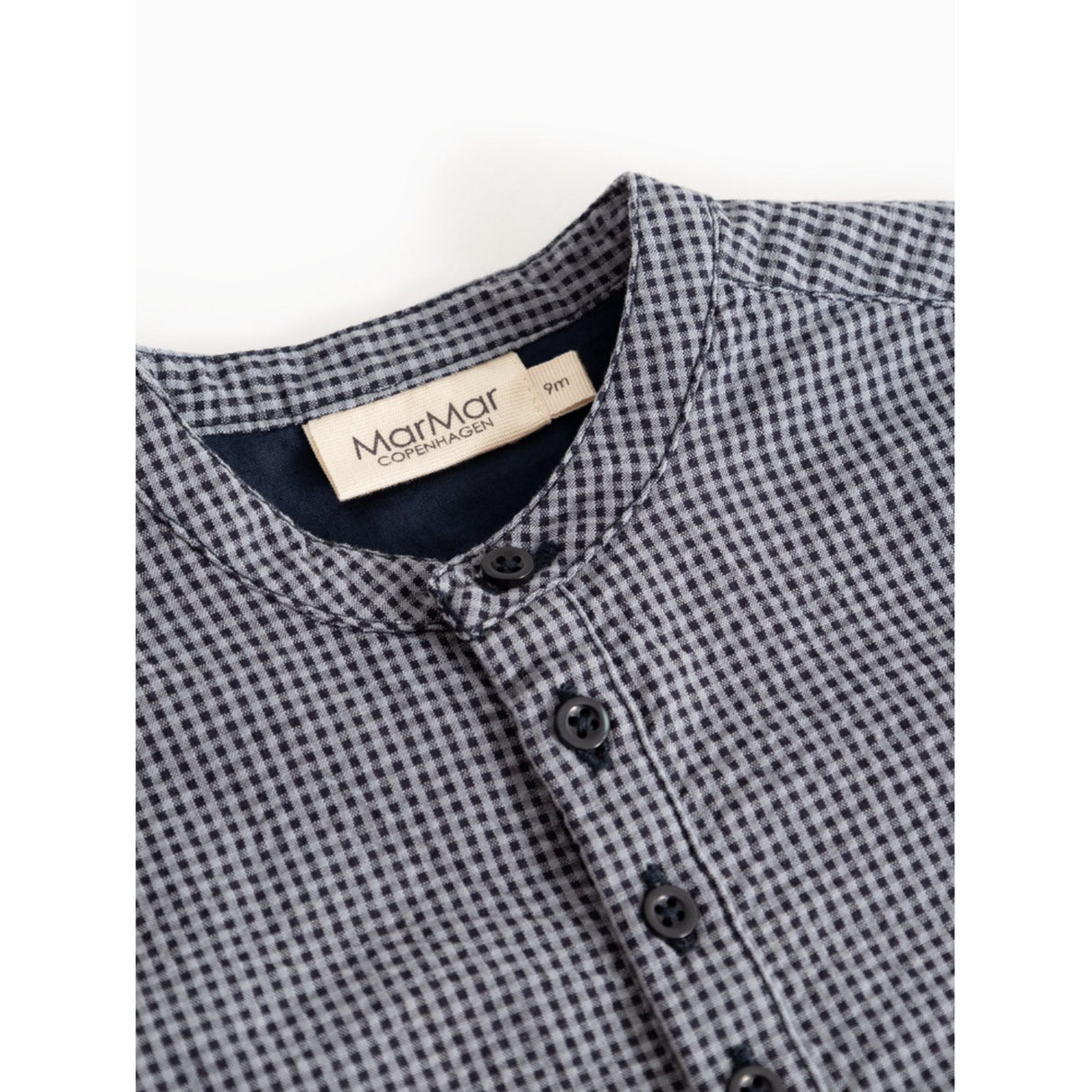MarMar Cotton Seersucker Pigeon Blue Check Totoro Skjorte