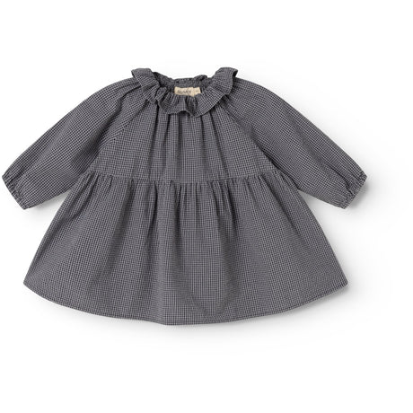 MarMar Cotton Seersucker Pigeon Blue Check Dawson Flæse Kjole