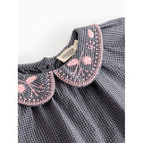 MarMar Cotton Seersucker Pigeon Blue Check Tully Bluse