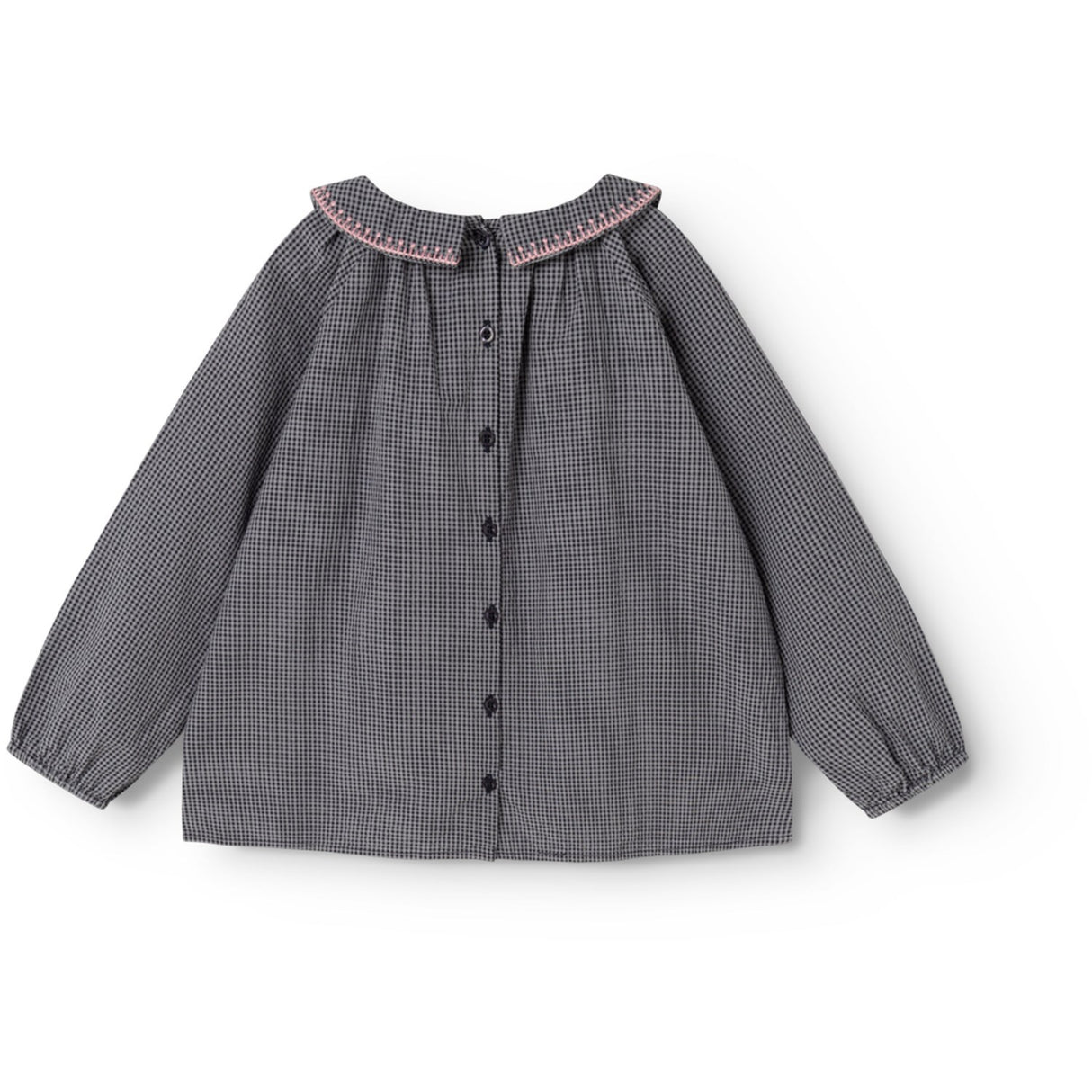 MarMar Cotton Seersucker Pigeon Blue Check Tully Bluse