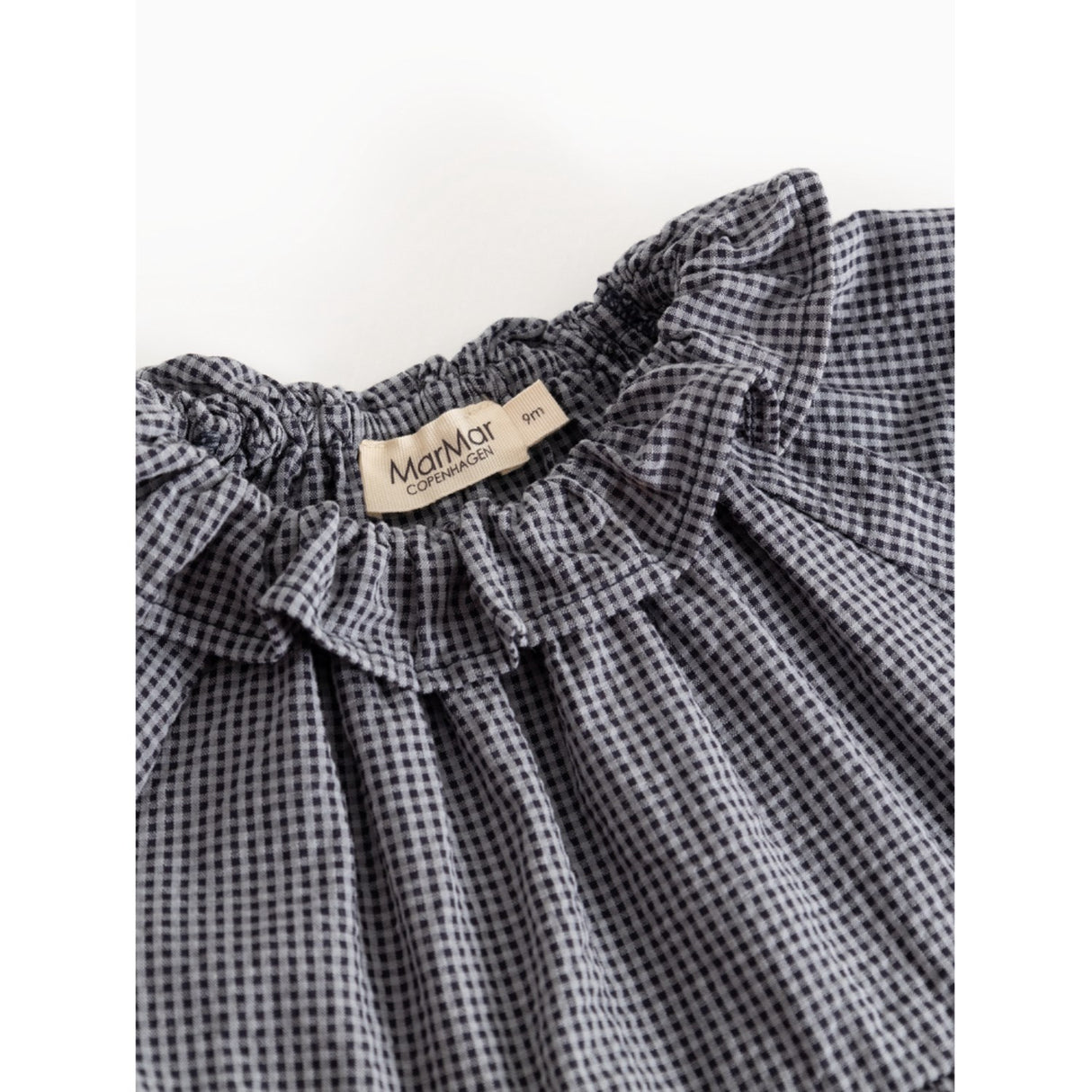 MarMar Cotton Seersucker Pigeon Blue Check Dawson Flæse Kjole