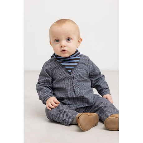 MarMar Cotton Seersucker Pigeon Blue Check Panto Bukser