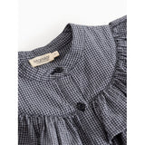 MarMar Cotton Seersucker Pigeon Blue Check Dalina Kjole