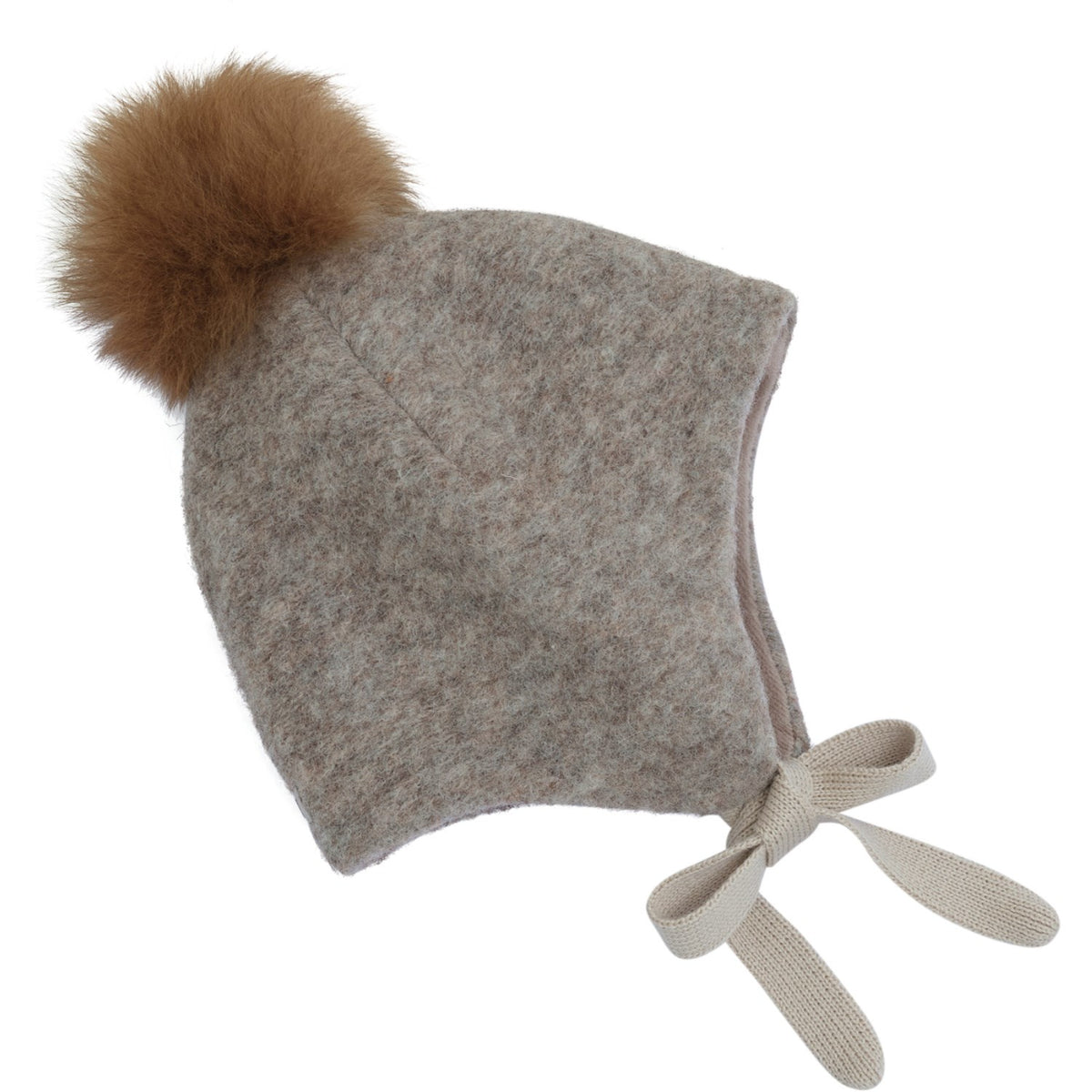 Huttelihut Camel Melange Bonnet Uld Alpaca Pompom
