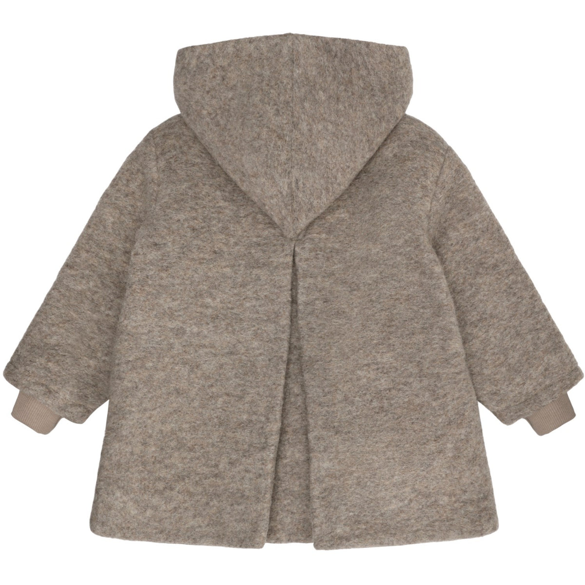 Huttelihut Camel Melange Frakke Hætte Uld M/ Lining