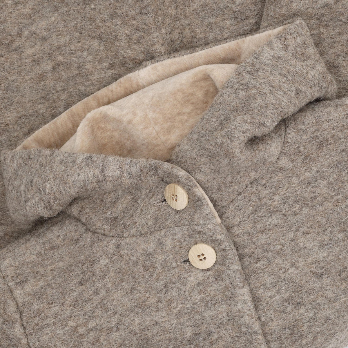 Huttelihut Camel Melange Frakke Hætte Uld M/ Lining