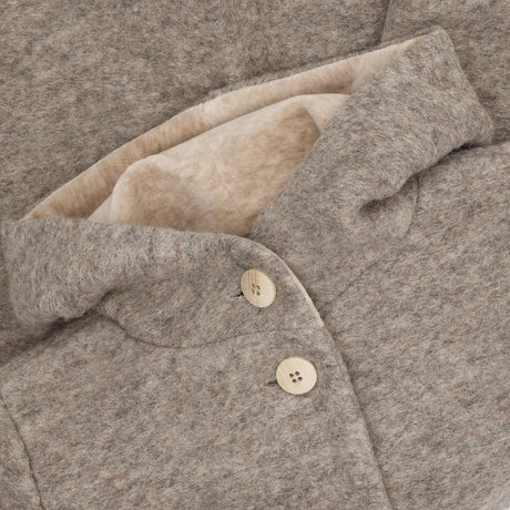 Huttelihut Camel Melange Frakke Hætte Uld M/ Lining