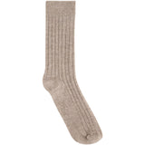 Huttelihut Camel Melange Uld Rib Strømper 2-Pak